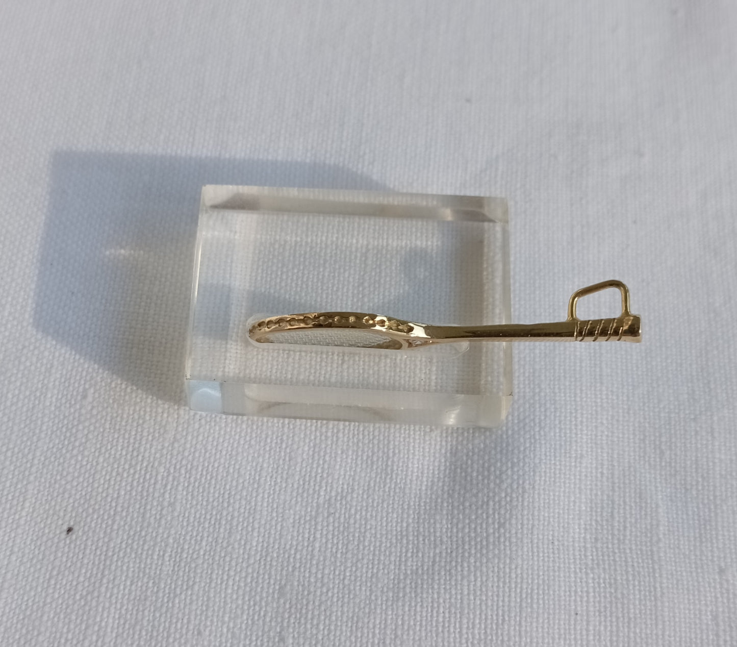 18K Gold Vintage Tennis Racket Pendant with Diamond from the 1980s