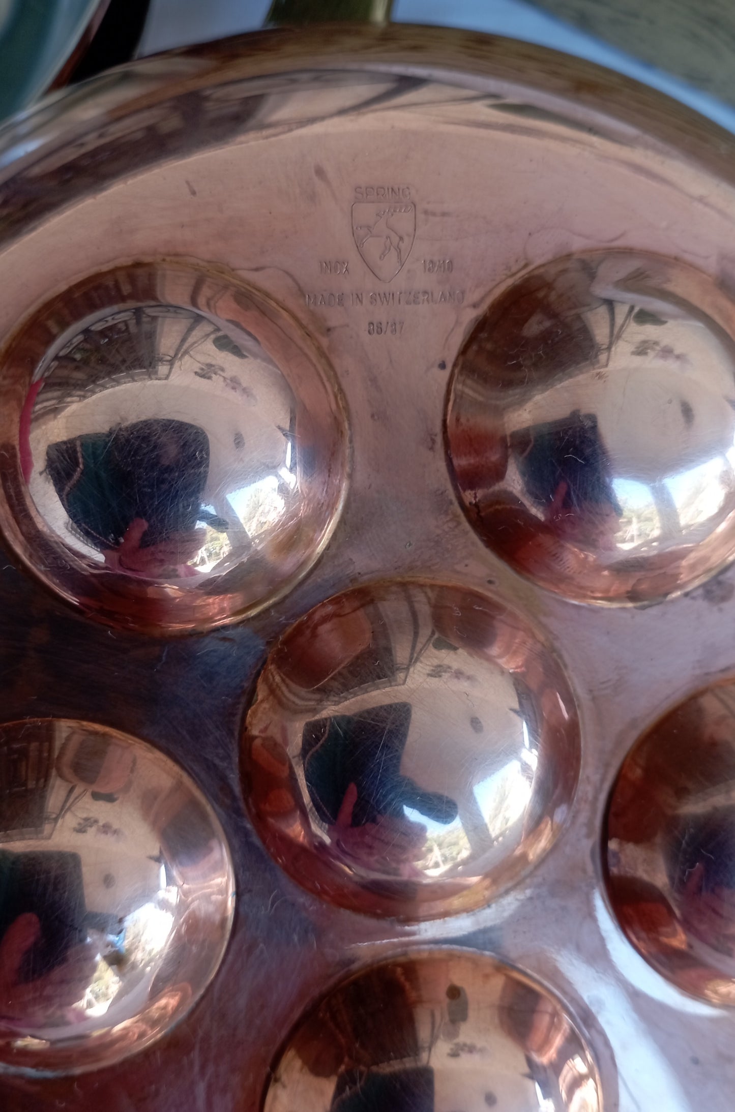 4 Piece Vintage Escargot Pan Set from the 1980s, Copper Pan and Tongs Set for Escargot Dish