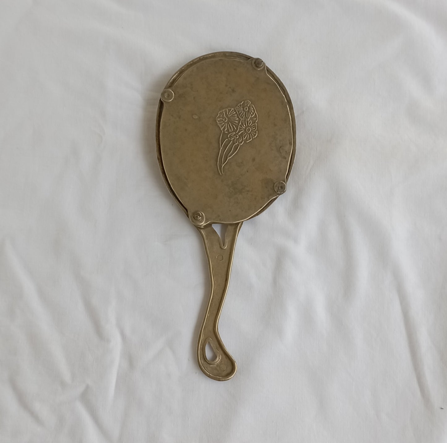 Oval Vintage Ladies Brass Hand Mirror from the early 1960s