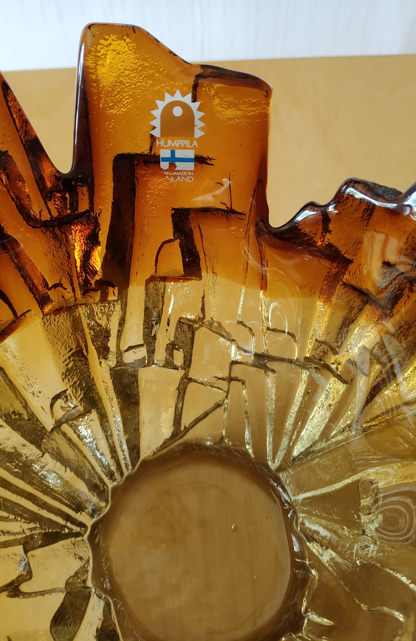 Stunning Ice Vase by Pertti Santalahti for Humppila in Finland - Art Glass Bowl Signed & Handmade