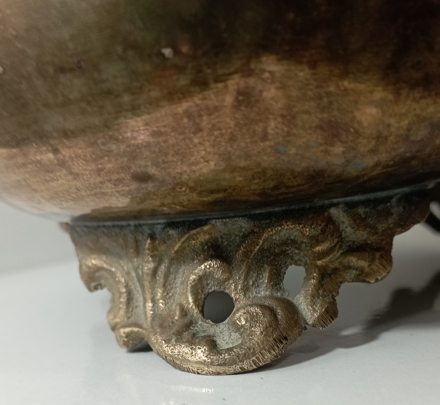 Shabby Chic Brass Flower Pot, Planter in French Vintage Design from the Art Nouveau Period